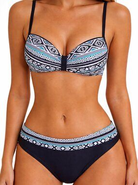 Aztec Geometric Print Bikini Set
